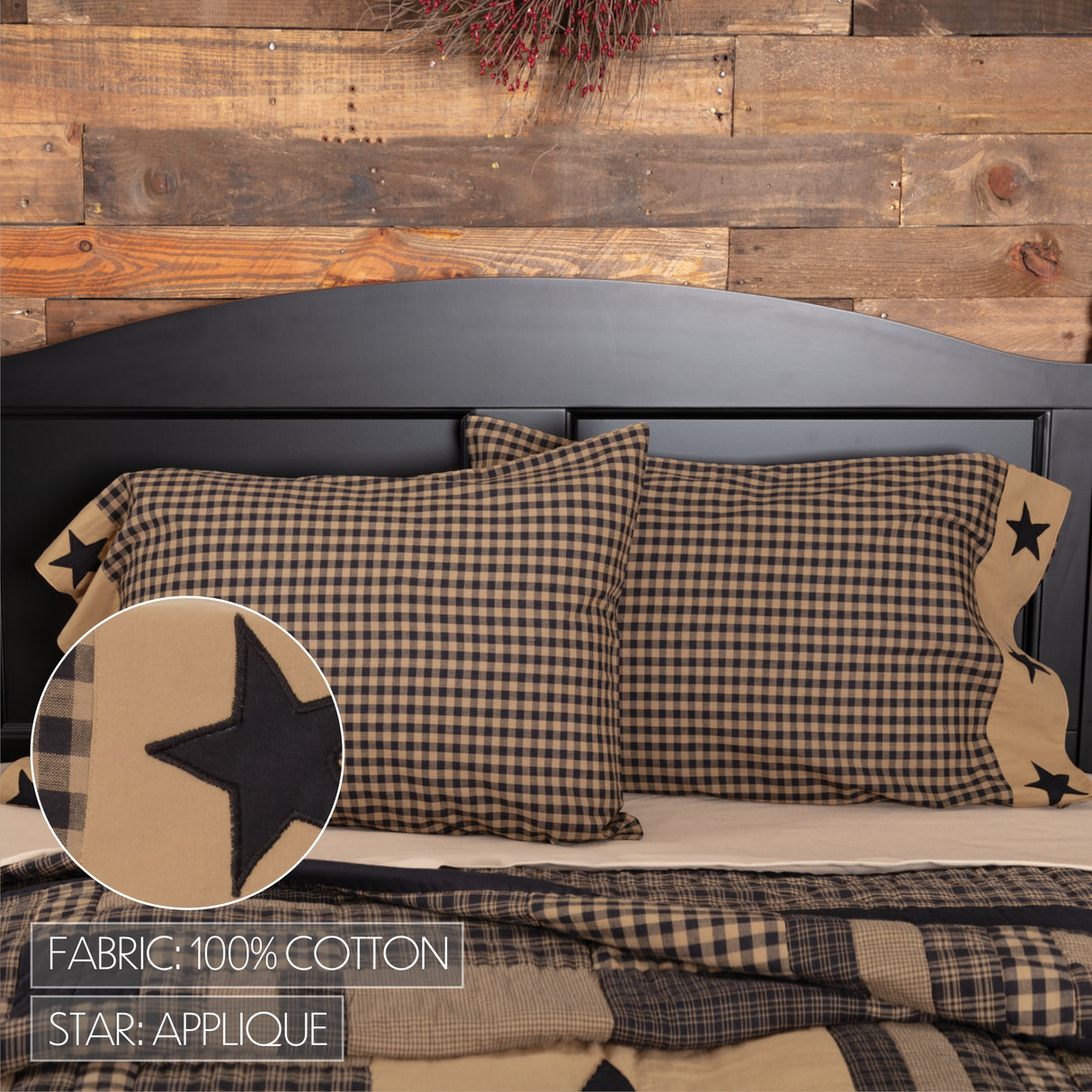 Black Check Star 5 Piece Quilt Set