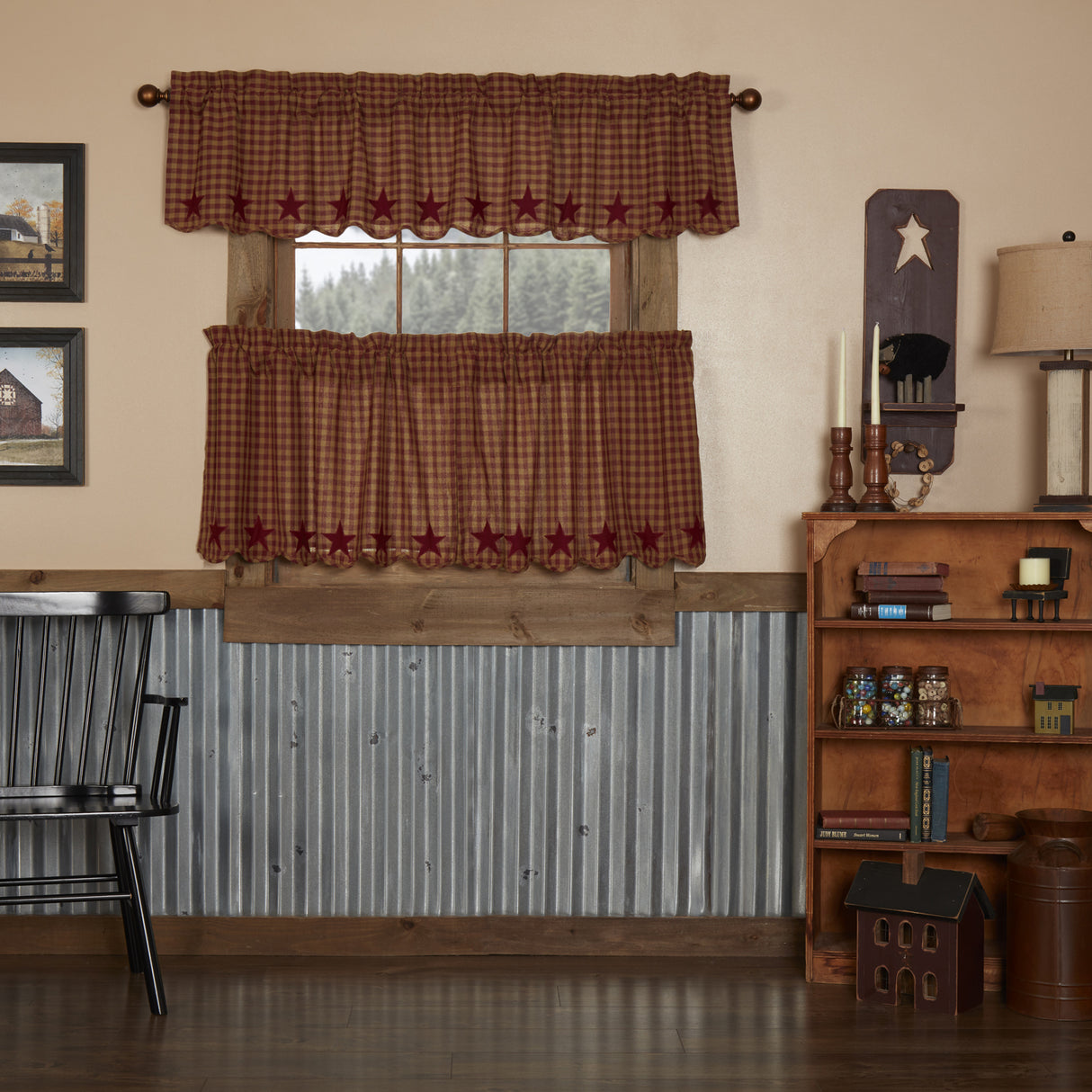 Burgundy Star Curtain Set