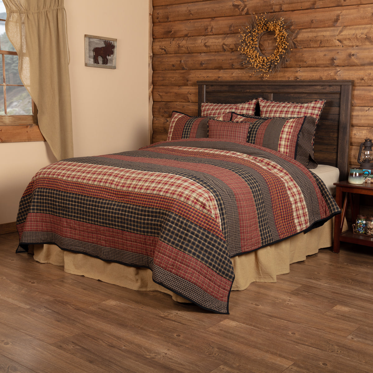 Beckham 4PC Rust Bedding Set Twin (1 Quilt, 2 Shams, 1 Bedskirt)