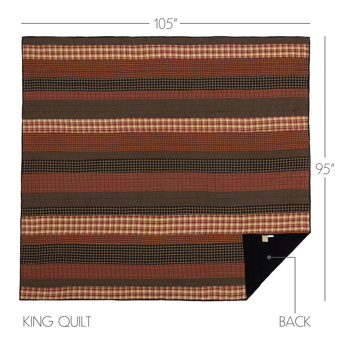 Beckham 8PC Rust Bedding Set King (1 Quilt, 2 Shams, 2 Pillowcases, 1 Bedskirt, 2 Euros)