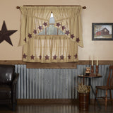 Burlap Natural with Star Curtain Set