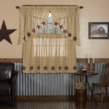 Burlap Natural with Star Curtain Set