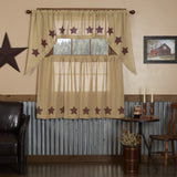 Burlap Natural with Star Curtain Set
