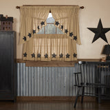 Burlap Natural with Star Curtain Set