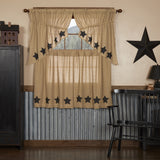 Burlap Natural with Star Curtain Set