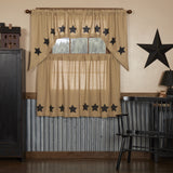 Burlap Natural with Star Curtain Set