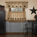 Burlap Natural with Star Curtain Set