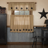 Burlap Natural with Star Curtain Set