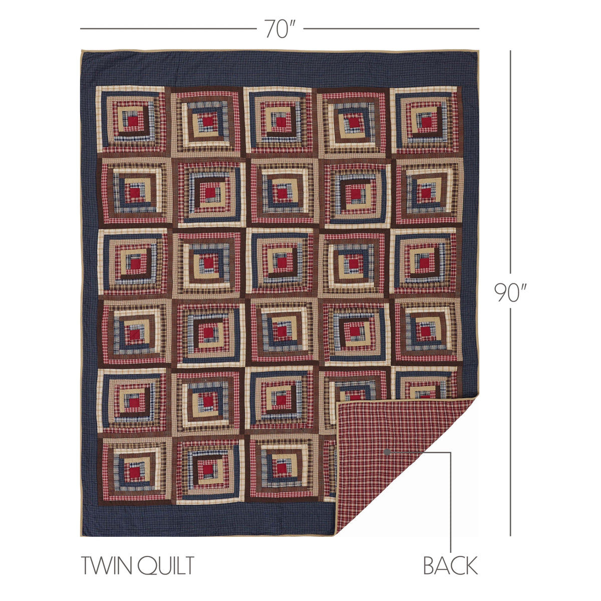 Braxton 5PC Navy Bedding Set Twin (1 Quilt, 2 Shams, 2 Pillowcases)