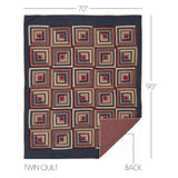 Braxton 5PC Navy Bedding Set Luxury King (1 Quilt, 2 Shams, 2 Pillowcases)