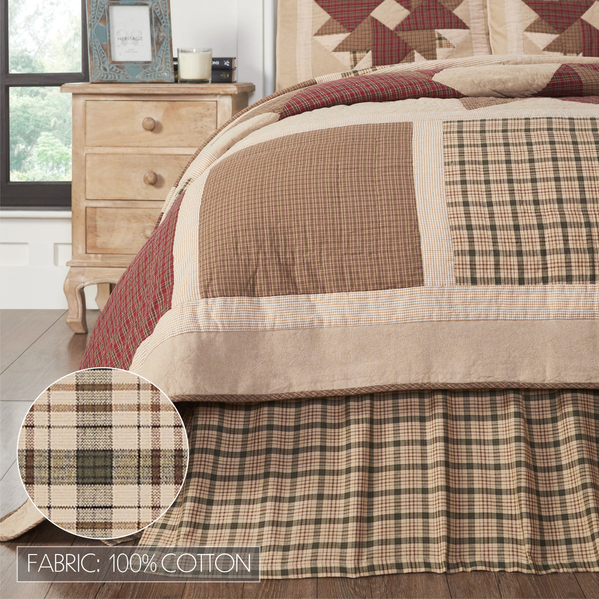 Cider Mill 4PC Khaki Bedding Set King (1 Quilt, 2 Shams, 1 Bedskirt)