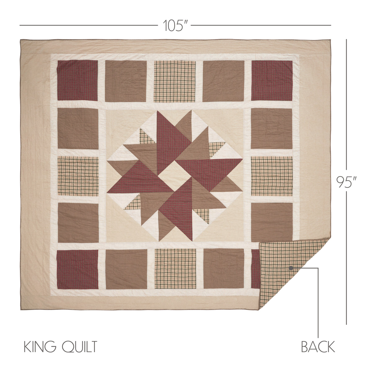 Cider Mill 5PC Khaki Bedding Set King (1 Quilt, 2 Shams, 2 Pillowcases)