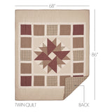Cider Mill 5PC Khaki Bedding Set Twin (1 Quilt, 2 Shams, 2 Pillowcases)