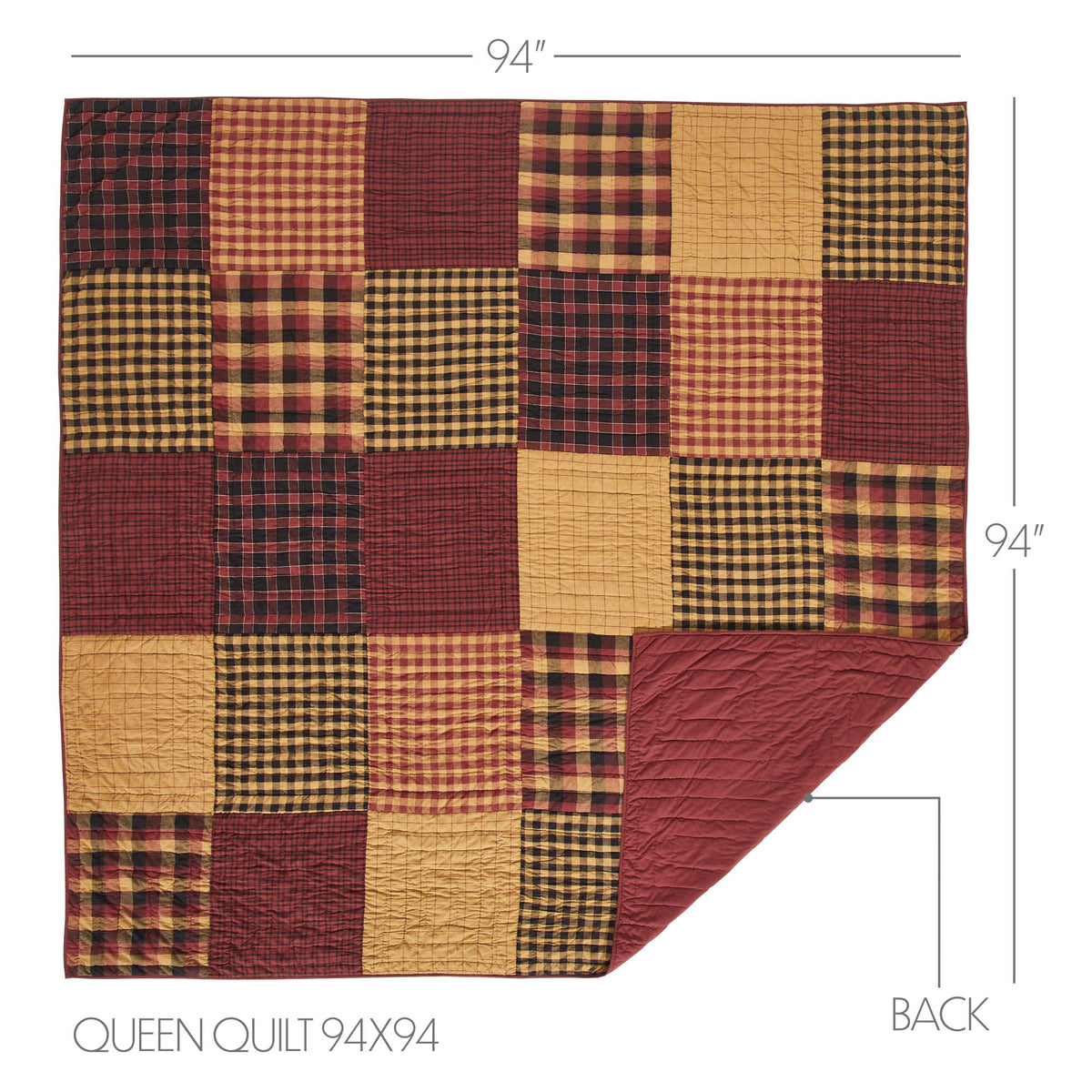 Connell 5PC Burgundy Bedding Set Queen (1 Quilt, 2 Shams, 2 Pillowcases)