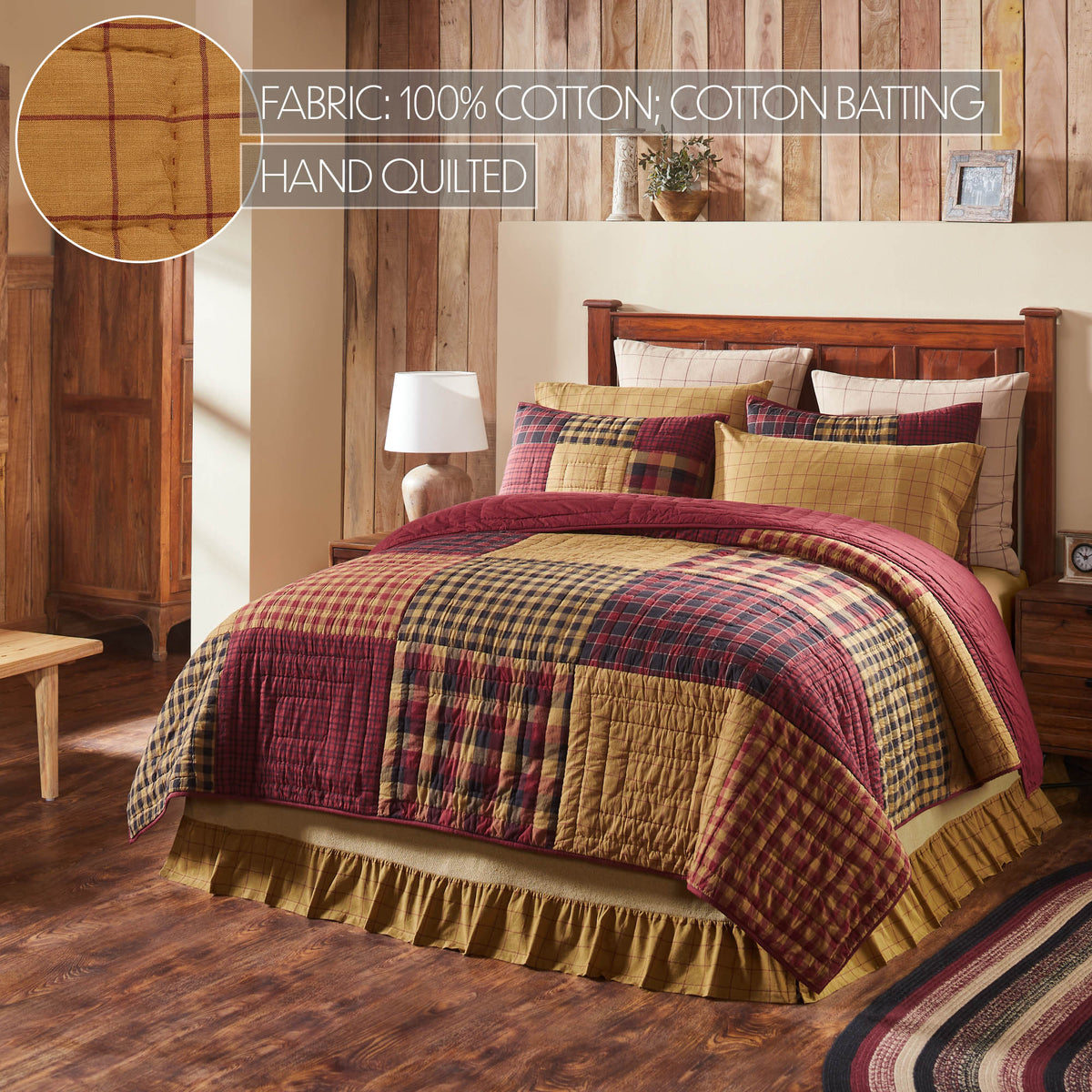 Connell 5PC Burgundy Bedding Set Queen (1 Quilt, 2 Shams, 2 Pillowcases)