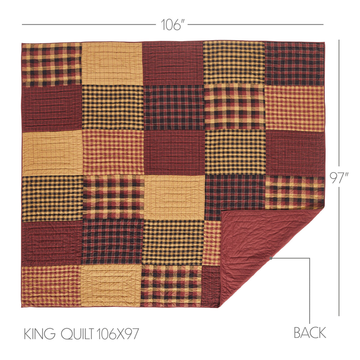 Connell 8PC Burgundy Bedding Set King (1 Quilt, 2 Shams, 2 Pillowcases, 1 Bedskirt, 2 Euros)