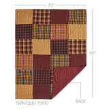 Connell 8PC Burgundy Bedding Set Twin (1 Quilt, 2 Shams, 2 Pillowcases, 1 Bedskirt, 2 Euros)