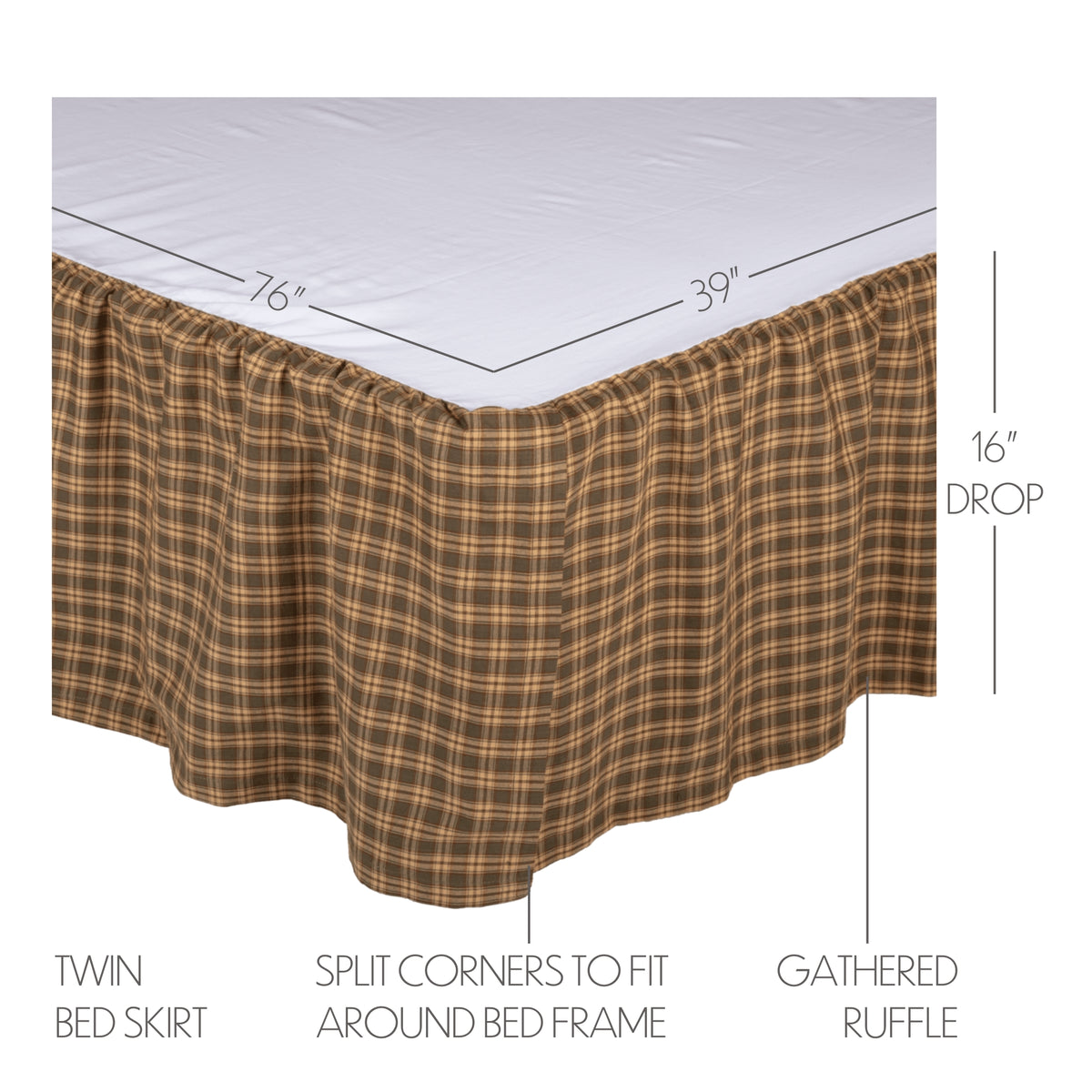 Cedar Ridge 4PC Cedar Green Bedding Set Twin (1 Quilt, 2 Shams, 1 Bedskirt)