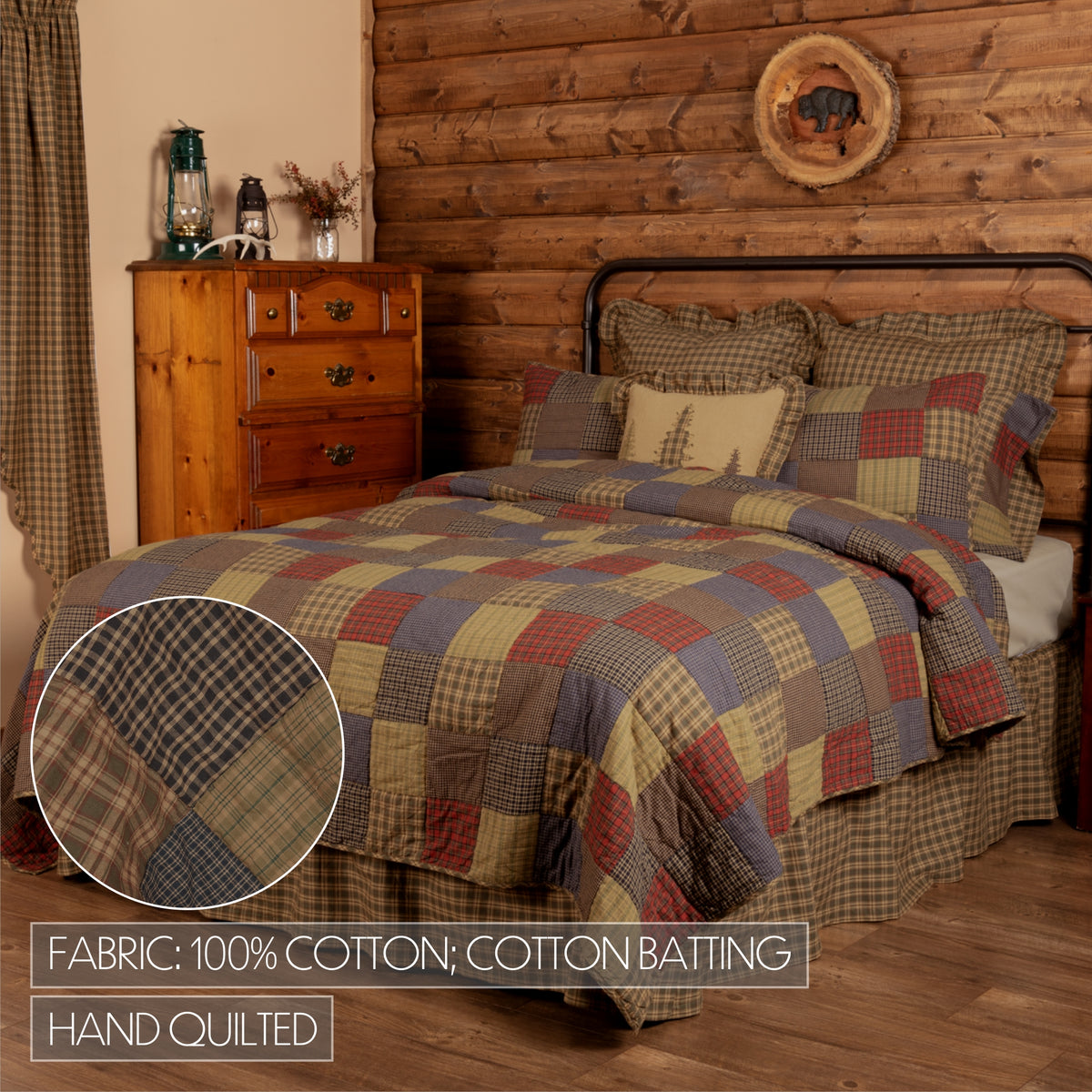 Cedar Ridge 5PC Cedar Green Bedding Set Cal King (1 Quilt, 2 Shams, 2 Pillowcases)