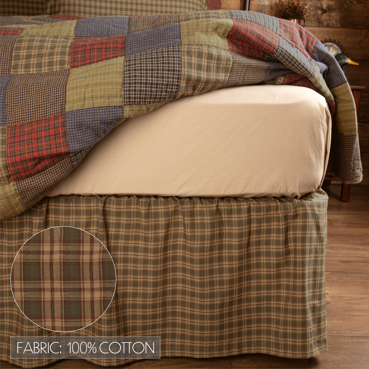 Cedar Ridge 6PC Cedar Green Bedding Set Luxury King (1 Quilt, 2 Shams, 2 Pillowcases, 1 Bedskirt)