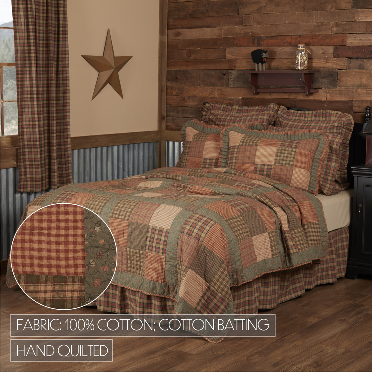 Crosswoods 5PC Dark Olive Green Bedding Set King (1 Quilt, 2 Shams, 2 Pillowcases)