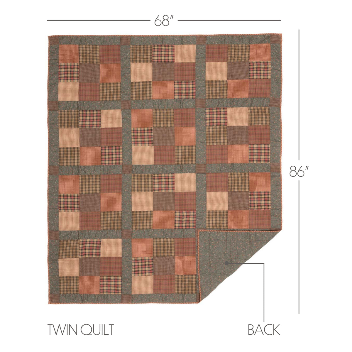 Crosswoods 5PC Dark Olive Green Bedding Set Twin (1 Quilt, 2 Shams, 2 Pillowcases)