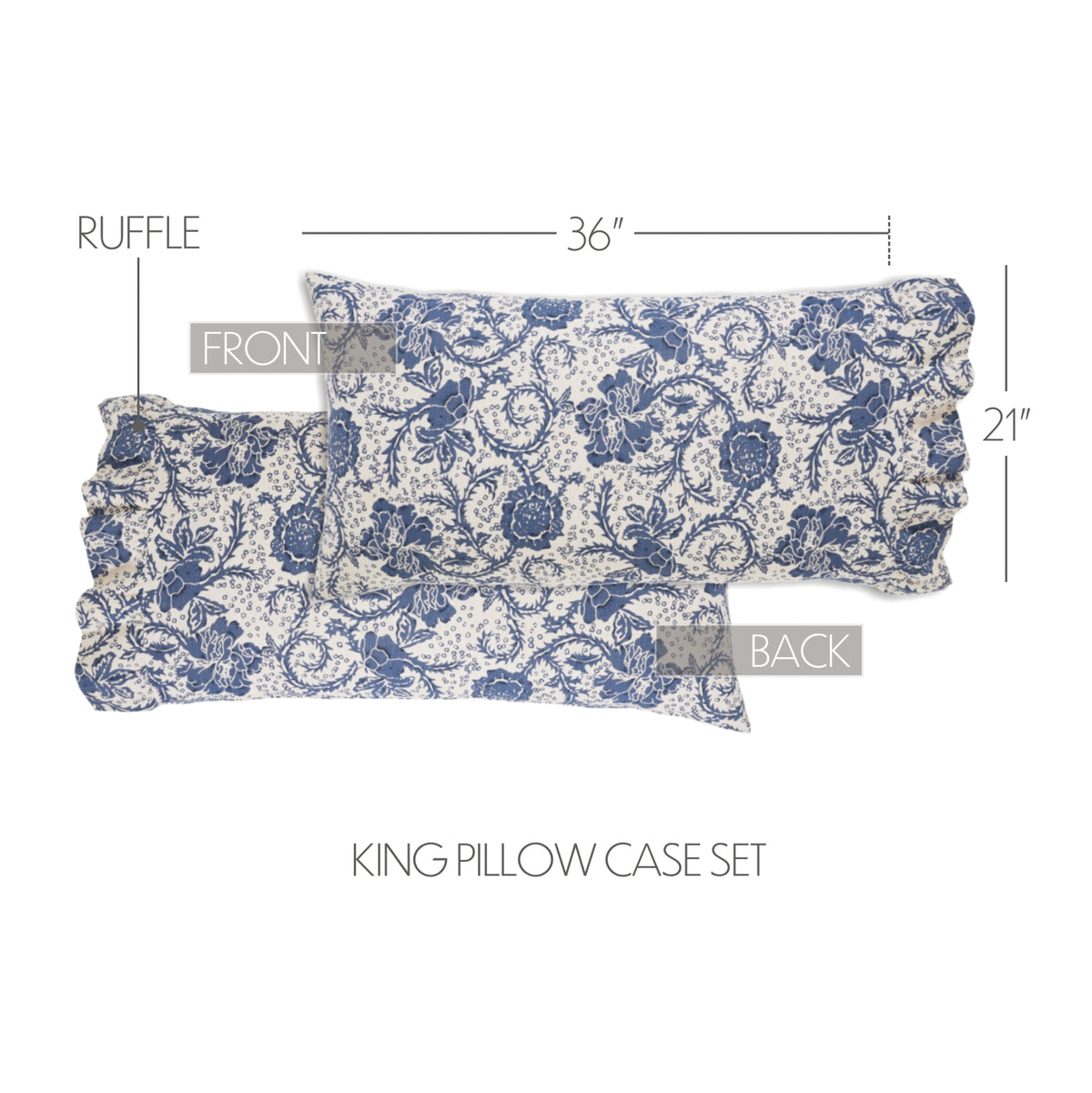 Dorset 5PC Royal Blue Bedding Set King (1 Quilt, 2 Shams, 2 Pillowcases)