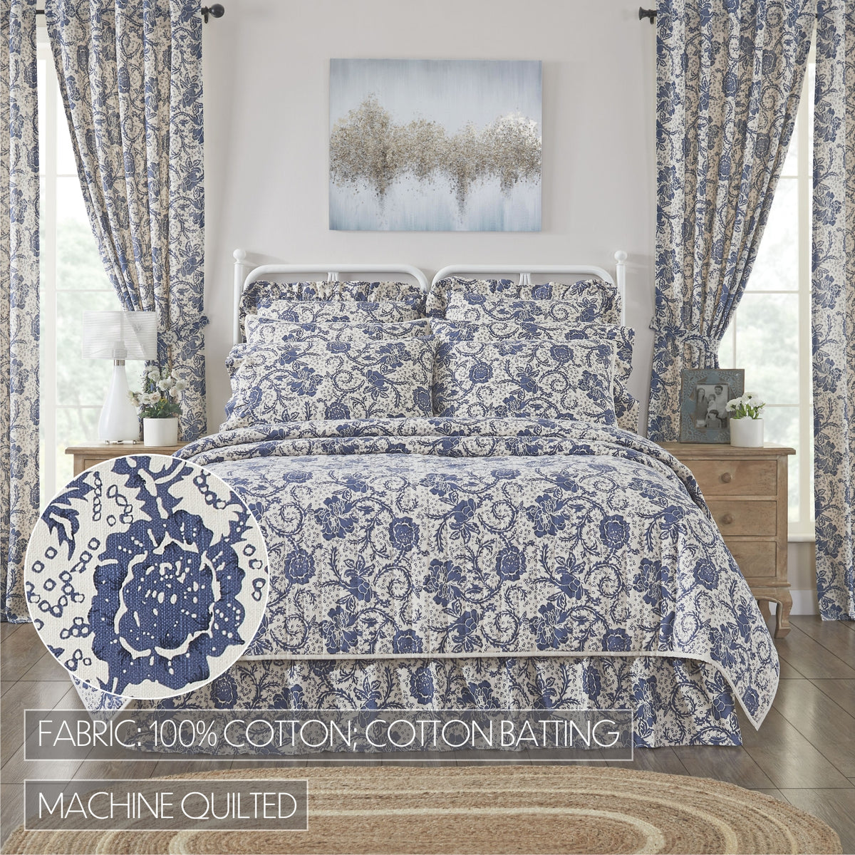 Dorset 5PC Royal Blue Bedding Set King (1 Quilt, 2 Shams, 2 Pillowcases)