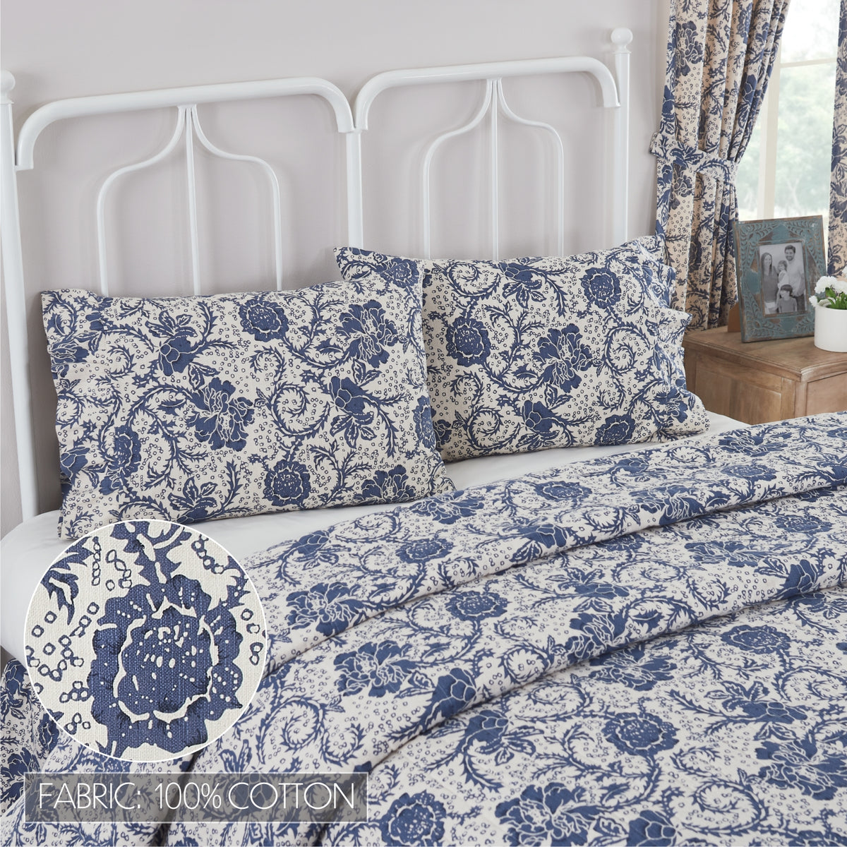 Dorset 5PC Royal Blue Bedding Set Queen (1 Quilt, 2 Shams, 2 Pillowcases)