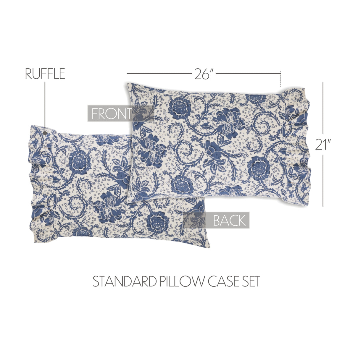 Dorset 5PC Royal Blue Bedding Set Twin (1 Quilt, 2 Shams, 2 Pillowcases)