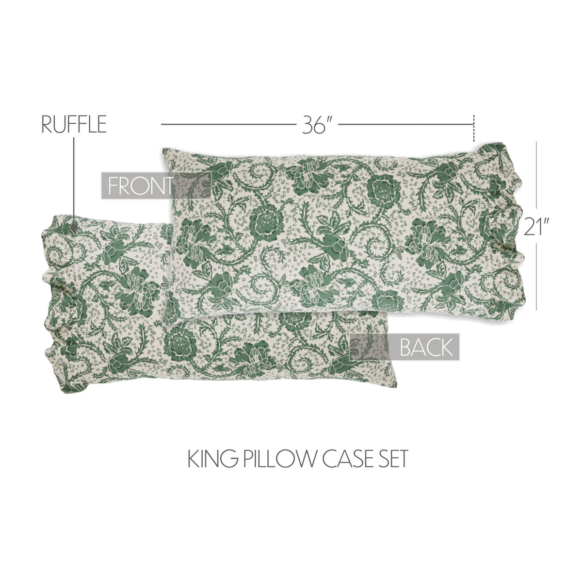 Dorset 6PC Dark Basil Bedding Set King (1 Quilt, 2 Shams, 2 Pillowcases, 1 Bedskirt)