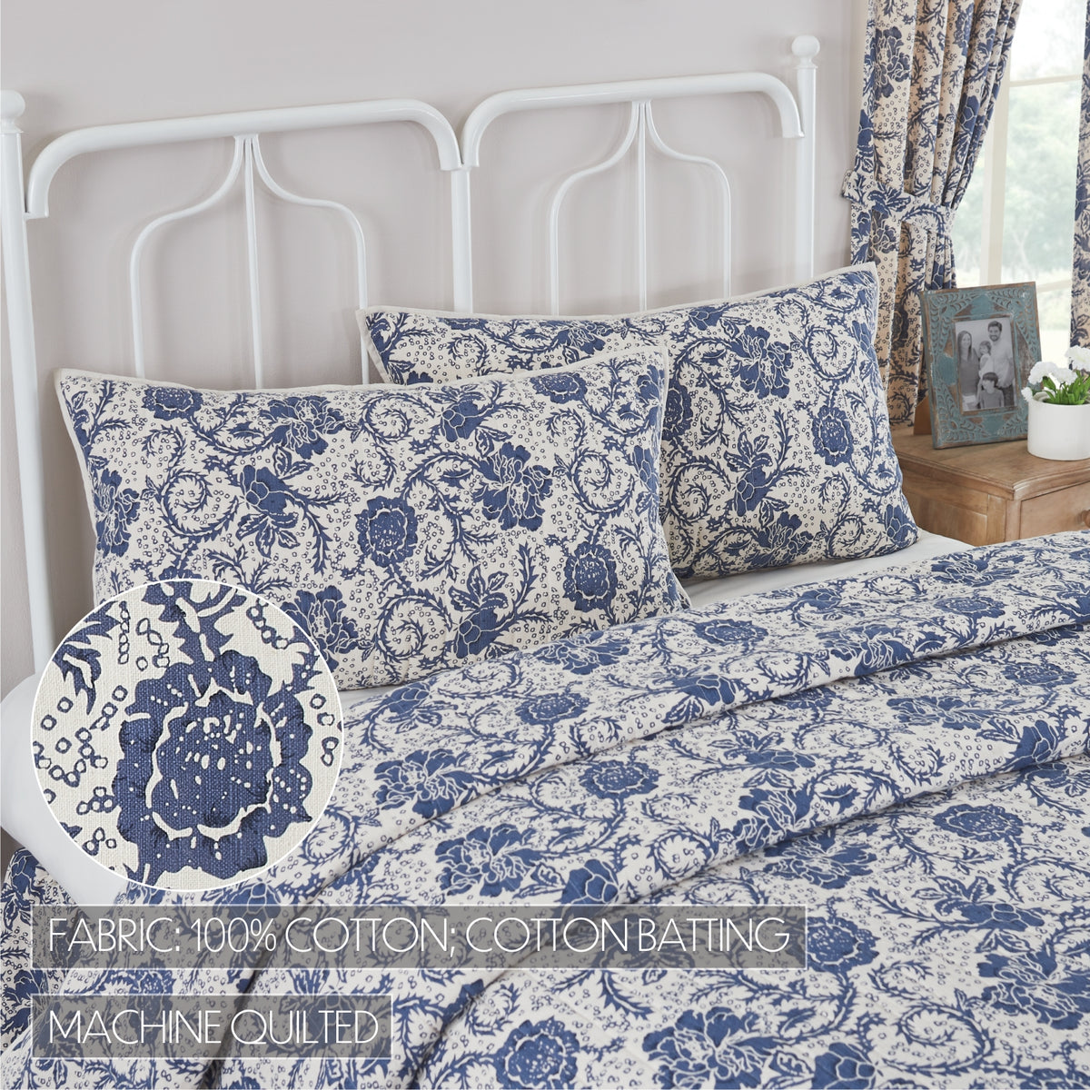 Dorset 6PC Royal Blue Bedding Set King (1 Quilt, 2 Shams, 2 Pillowcases, 1 Bedskirt)