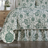 Dorset 6PC Dark Basil Bedding Set Queen (1 Quilt, 2 Shams, 2 Pillowcases, 1 Bedskirt)