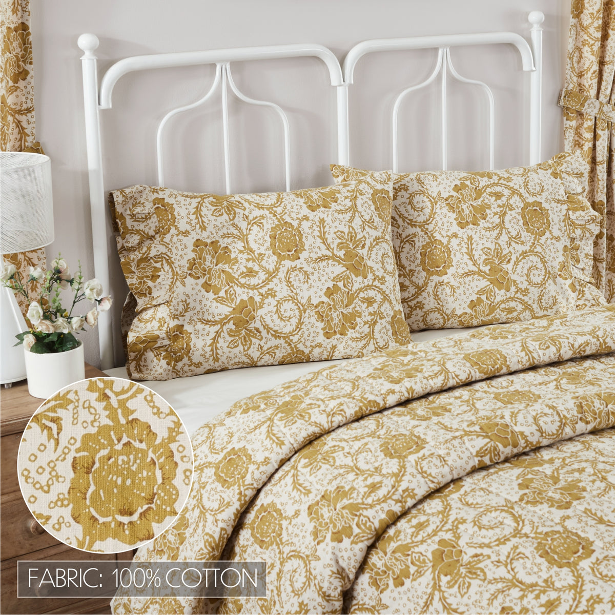 Dorset 6PC Mustard Gold Bedding Set Twin (1 Quilt, 2 Shams, 2 Pillowcases, 1 Bedskirt)