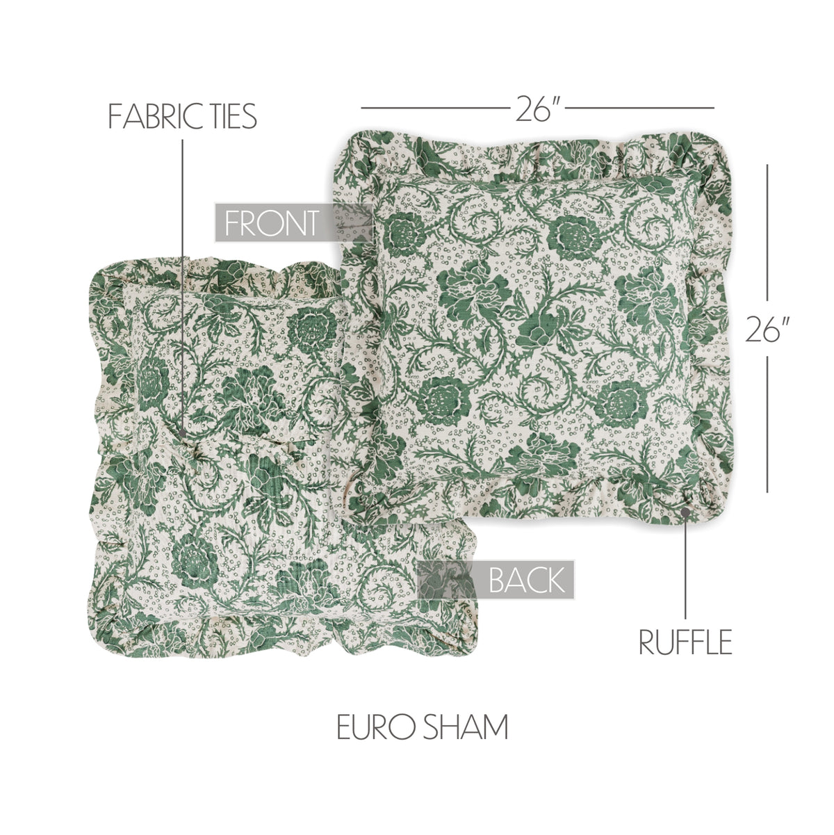 Dorset 8PC Dark Basil Bedding Set King (1 Quilt, 2 Shams, 2 Pillowcases, 1 Bedskirt, 2 Euros)