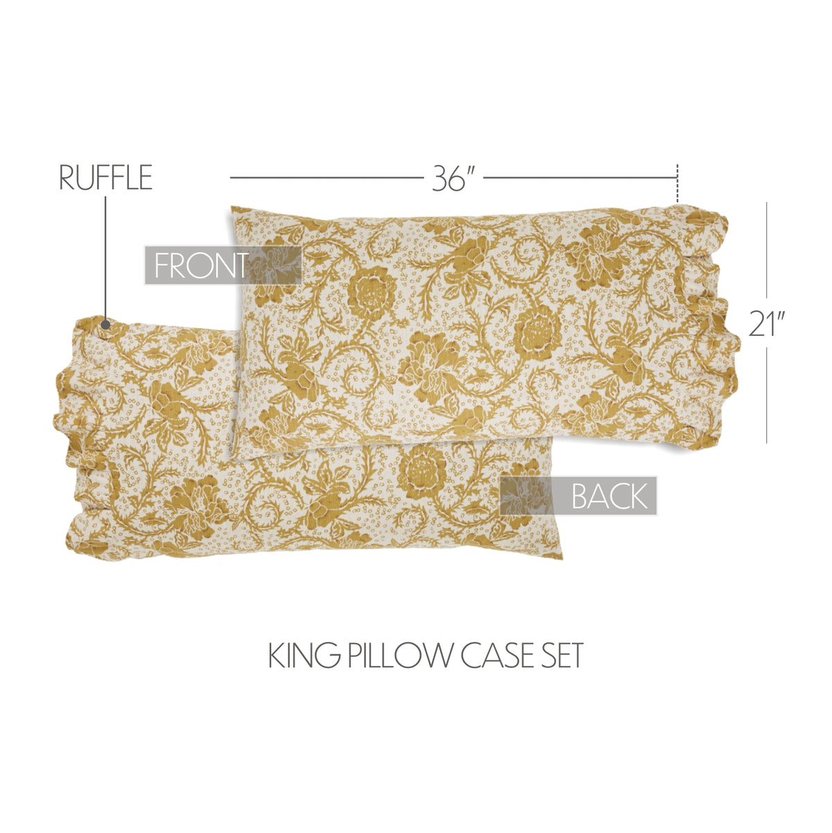 Dorset 8PC Mustard Gold Bedding Set Luxury King (1 Quilt, 2 Shams, 2 Pillowcases, 1 Bedskirt, 2 Euros)
