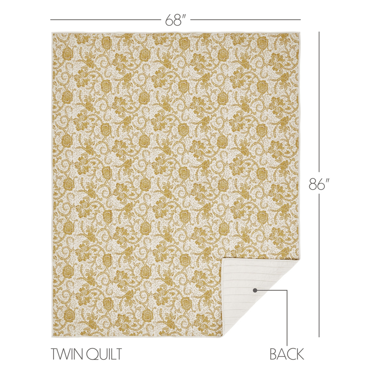 Dorset 8PC Mustard Gold Bedding Set Twin (1 Quilt, 2 Shams, 2 Pillowcases, 1 Bedskirt, 2 Euros)