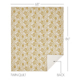 Dorset 8PC Mustard Gold Bedding Set Twin (1 Quilt, 2 Shams, 2 Pillowcases, 1 Bedskirt, 2 Euros)