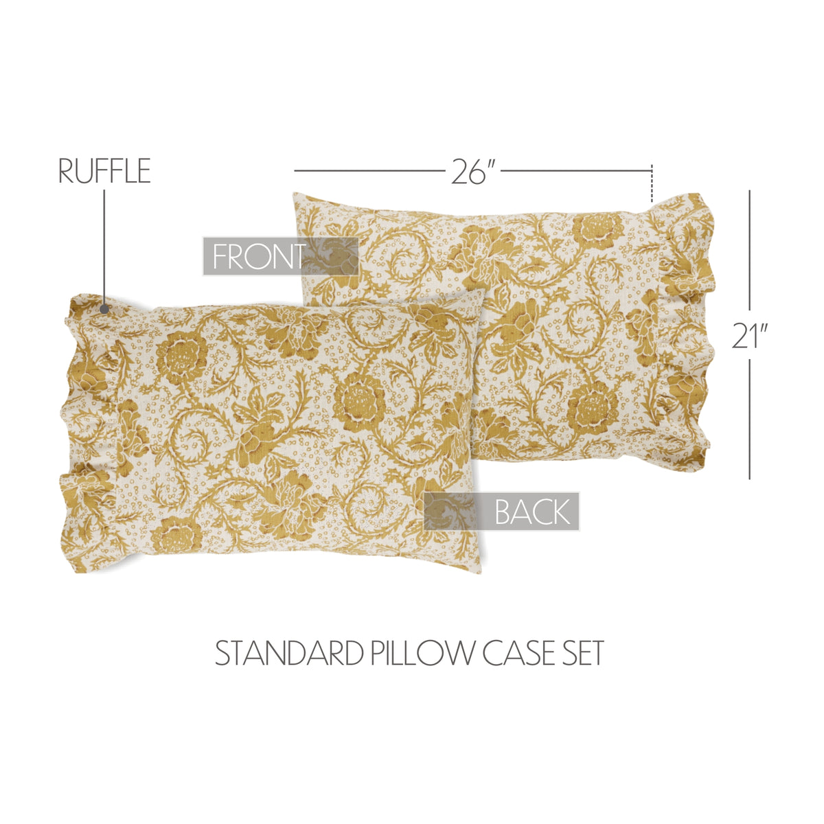 Dorset 8PC Mustard Gold Bedding Set Twin (1 Quilt, 2 Shams, 2 Pillowcases, 1 Bedskirt, 2 Euros)