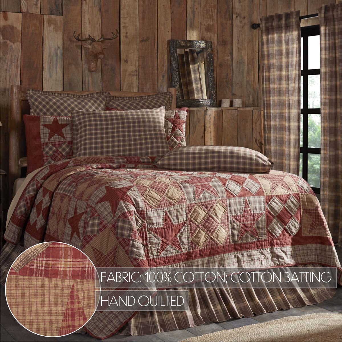 Dawson Star 5PC Khaki Bedding Set King (1 Quilt, 2 Shams, 2 Pillowcases)