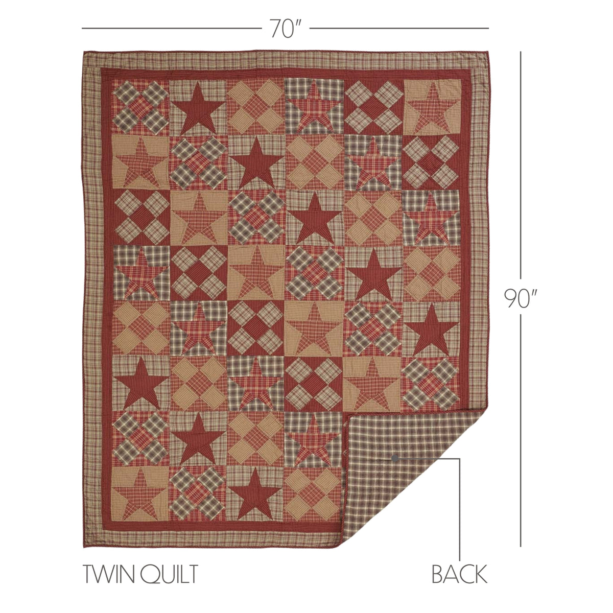 Dawson Star 8PC Khaki Bedding Set Twin (1 Quilt, 2 Shams, 2 Pillowcases, 1 Bedskirt, 2 Euros)