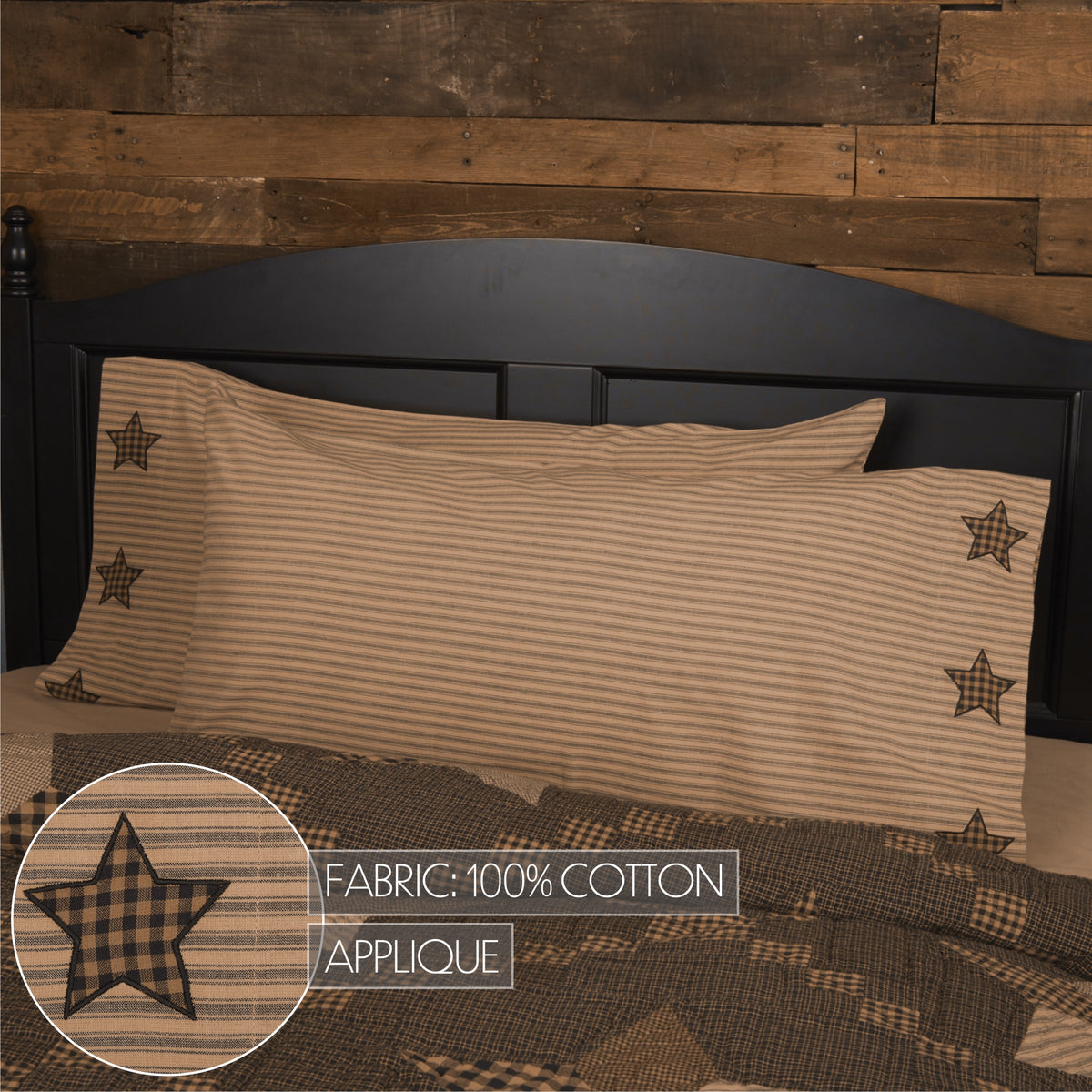 Farmhouse Star 5PC Charcoal Bedding Set King (1 Quilt, 2 Shams, 2 Pillowcases)