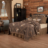 Farmhouse Star 8PC Charcoal Bedding Set Twin (1 Quilt, 2 Shams, 2 Pillowcases, 1 Bedskirt, 2 Euros)
