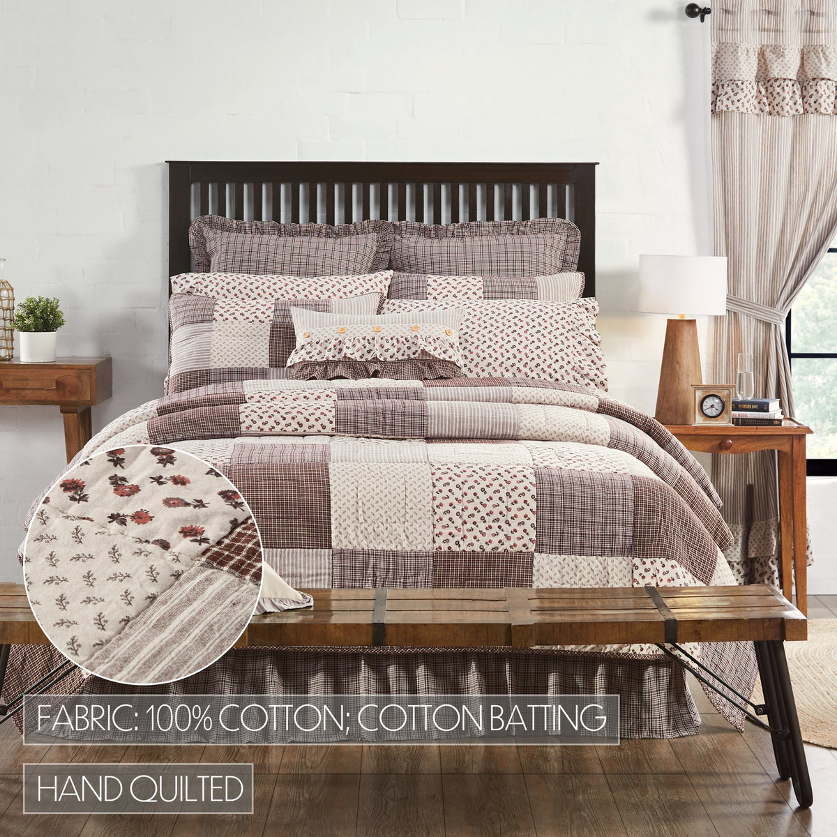 Florette 6PC Light Taupe Bedding Set King (1 Quilt, 2 Shams, 2 Pillowcases, 1 Bedskirt)