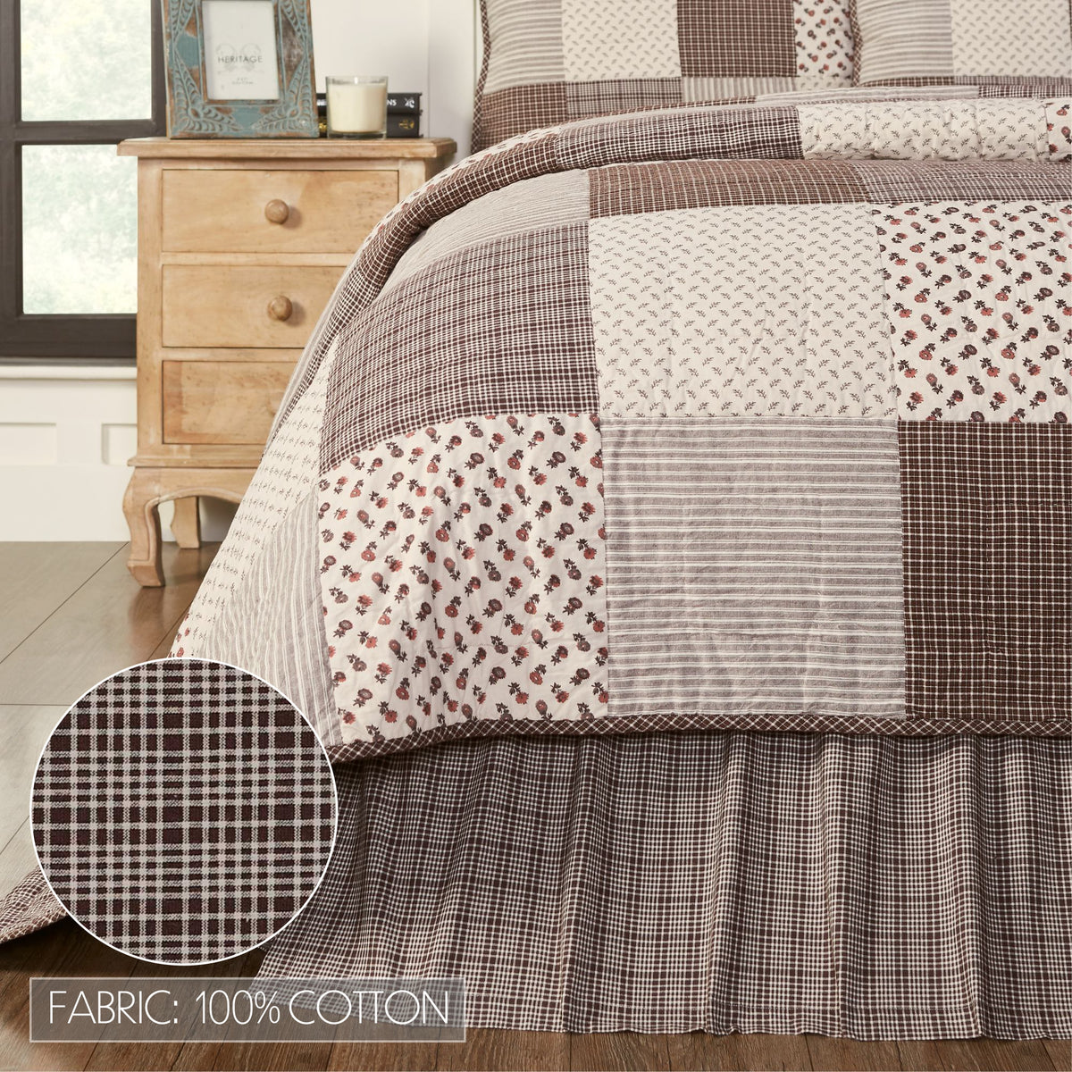 Florette 6PC Light Taupe Bedding Set Luxury King (1 Quilt, 2 Shams, 2 Pillowcases, 1 Bedskirt)