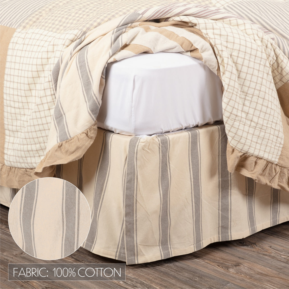 Grace 4PC Creme Bedding Set Queen (1 Quilt, 2 Shams, 1 Bedskirt)