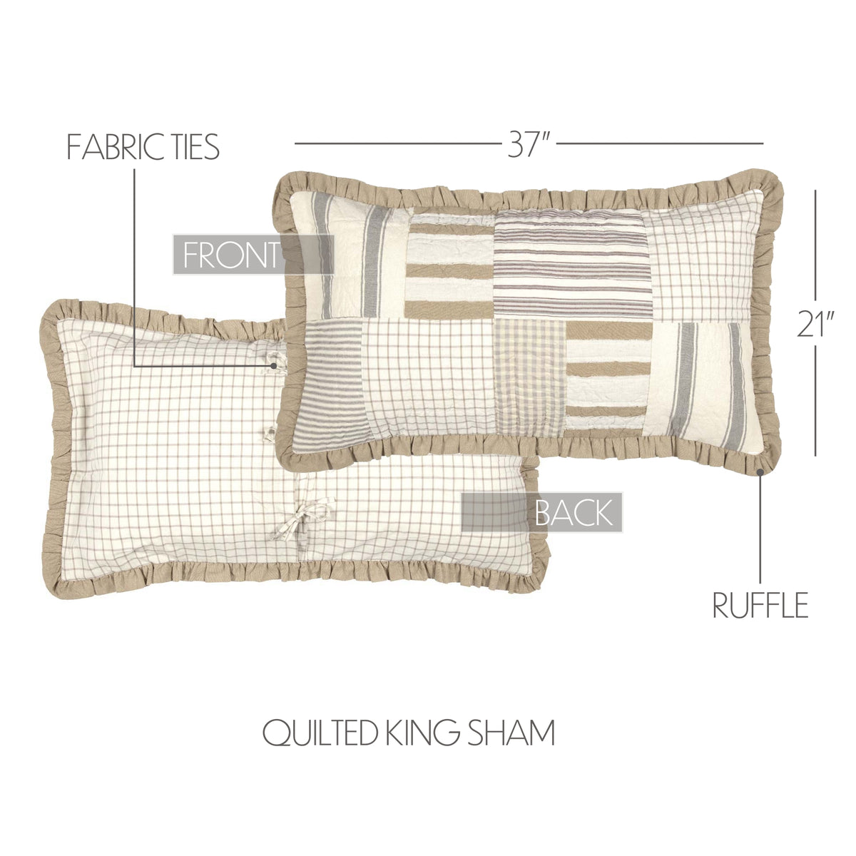 Grace 6PC Creme Bedding Set King (1 Quilt, 2 Shams, 2 Pillowcases, 1 Bedskirt)