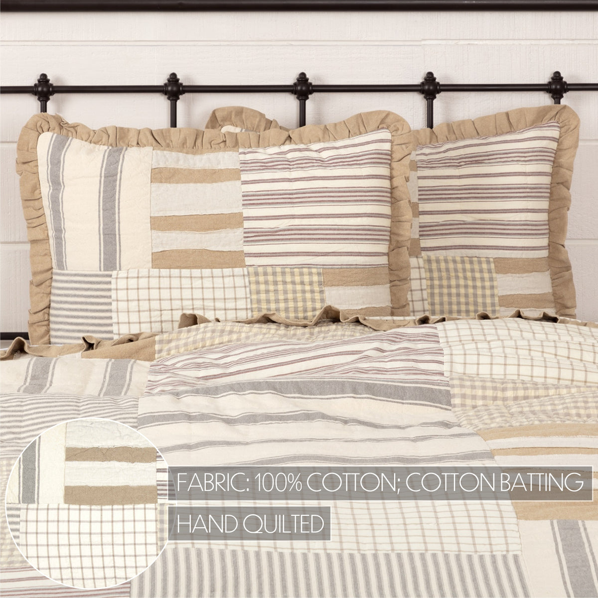 Grace 6PC Creme Bedding Set Queen (1 Quilt, 2 Shams, 2 Pillowcases, 1 Bedskirt)