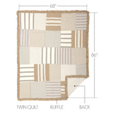 Grace 6PC Creme Bedding Set Twin (1 Quilt, 2 Shams, 2 Pillowcases, 1 Bedskirt)
