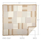 Grace 8PC Creme Bedding Set King (1 Quilt, 2 Shams, 2 Pillowcases, 1 Bedskirt, 2 Euros)